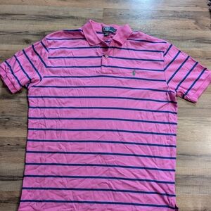 Polo by Ralph Lauren Pink and Blue Striped Polo Shirt